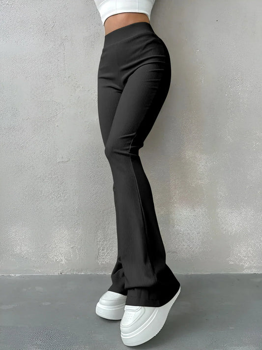 Eugenia® | Ribbed Flared Trousers High Waist