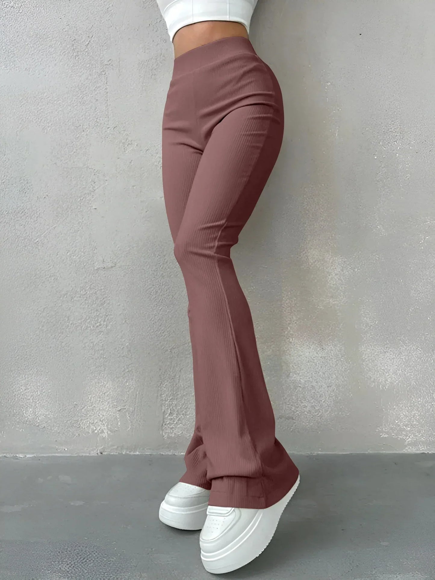 Eugenia® | Ribbed Flared Trousers High Waist