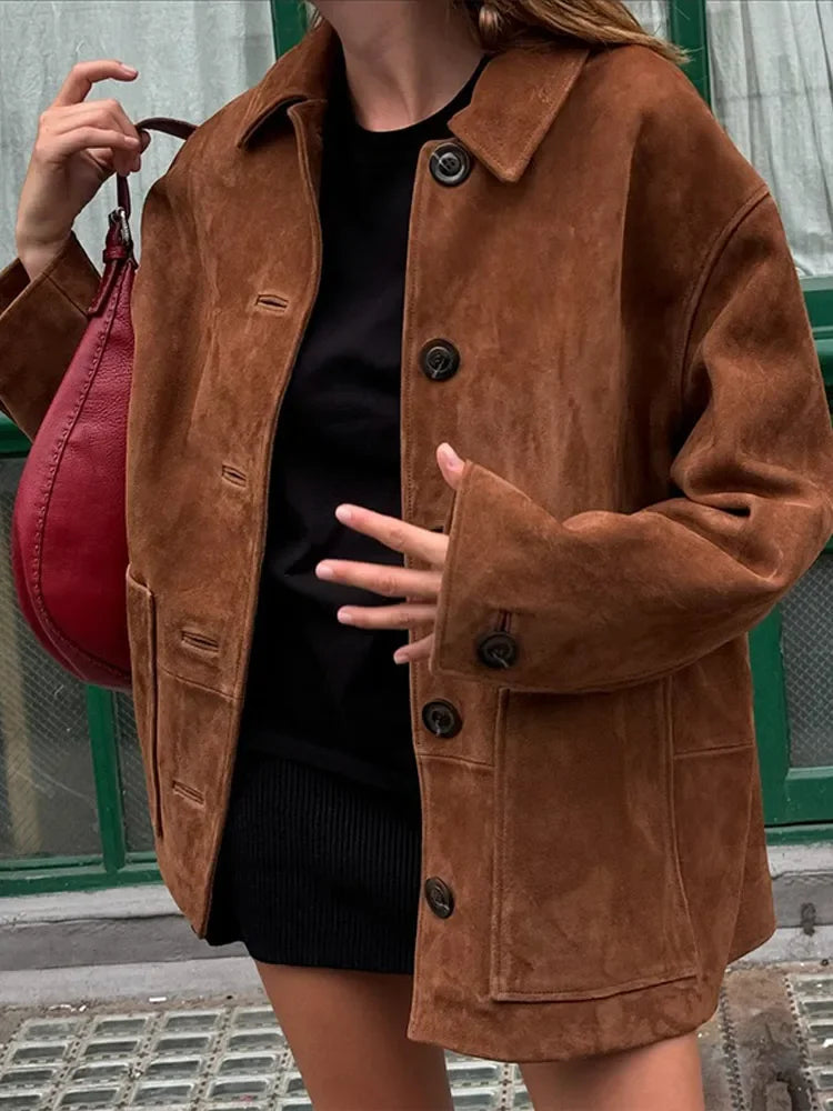 Solange | Retro coat for women with lapel collar
