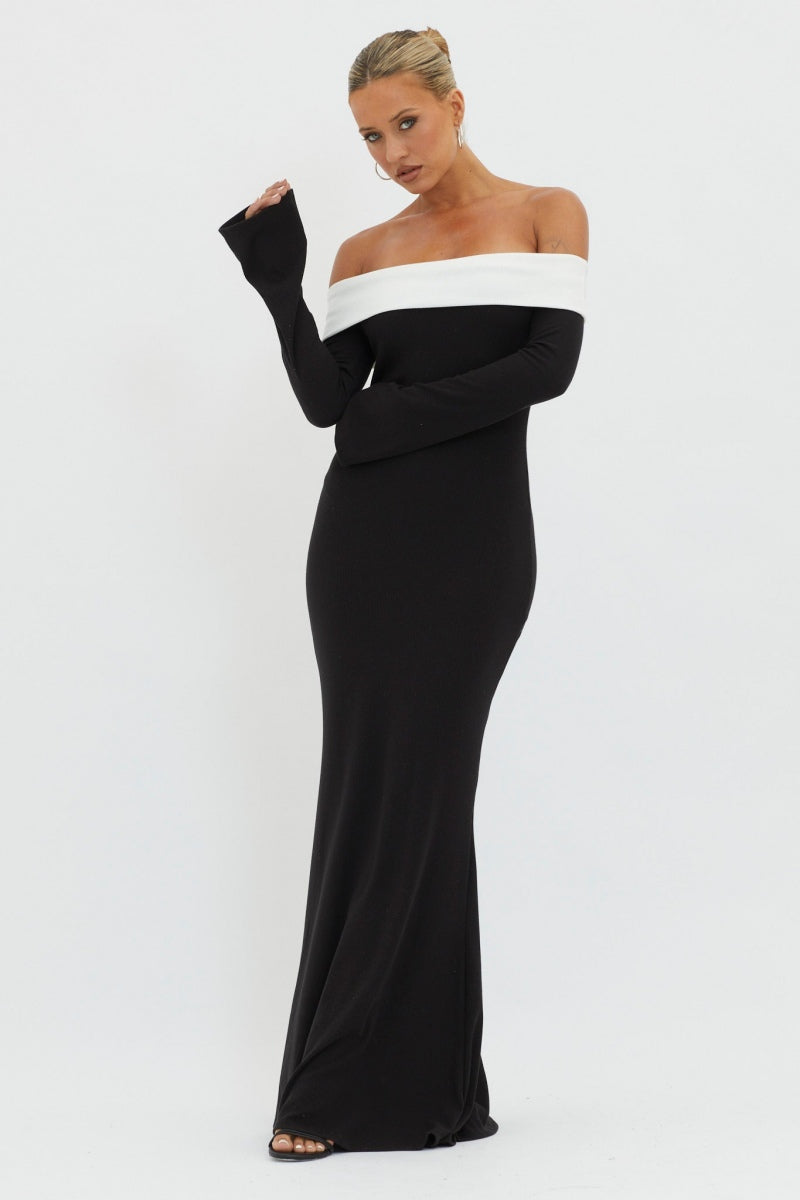 Nahir® | Off-The-Shoulder Maxi Knit Dress