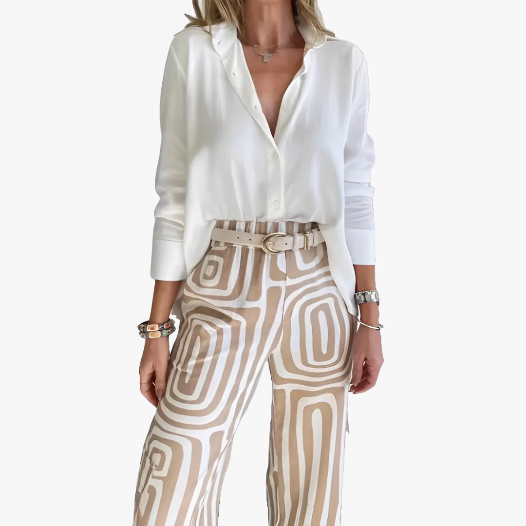 Lidia® | Elegant women's linen trouser suit set