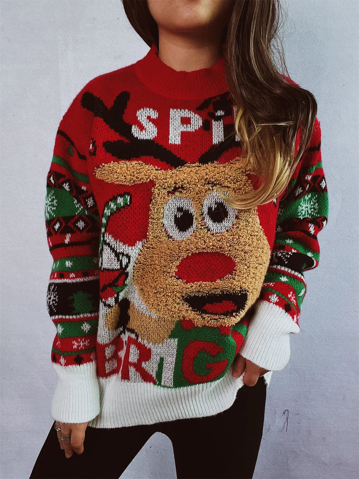 Lola | Crew neck Christmas sweater with cartoon design