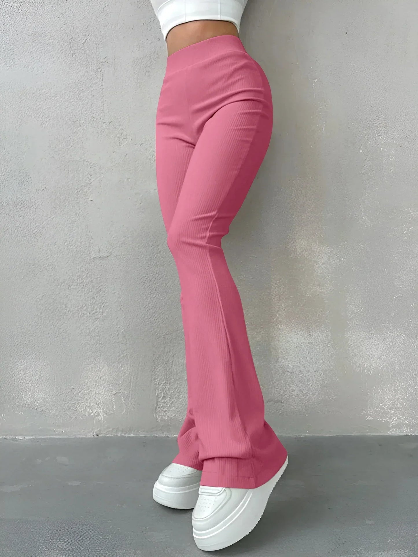 Eugenia® | Ribbed Flared Trousers High Waist