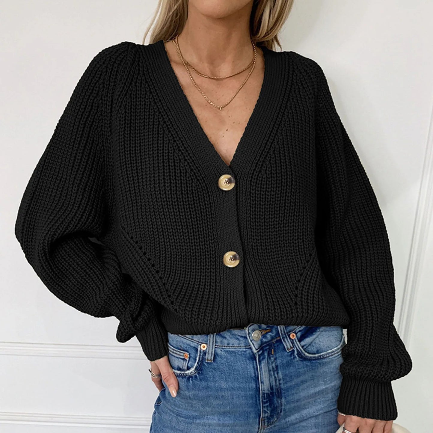 Ivette® | KNIT V-NECK CARDIGAN