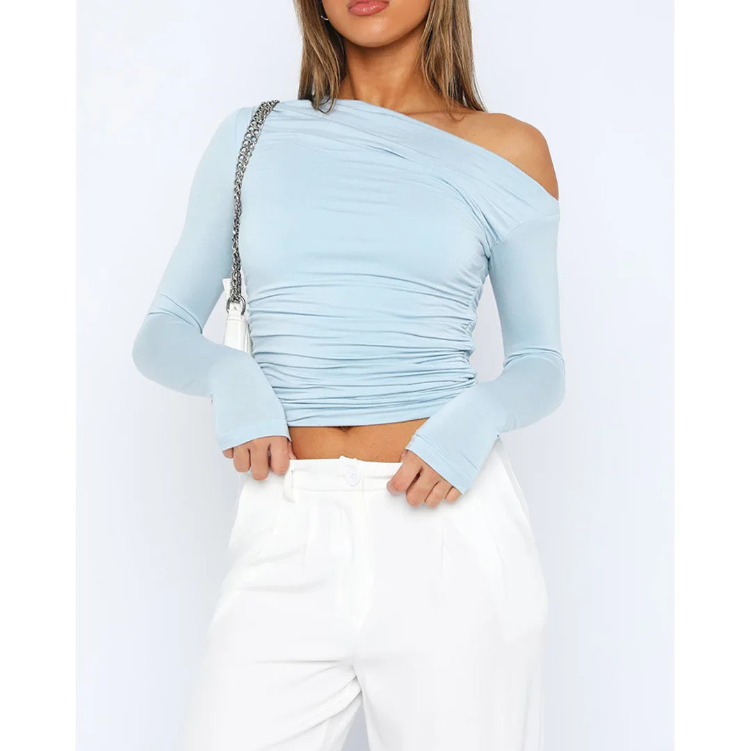 Wilhelmina® | Top asymétrique torsadé for women Manches longues