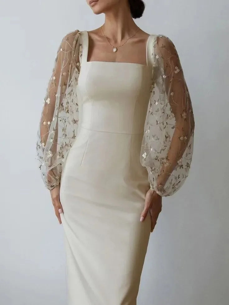Isabella® | Evening And Party Dress With Square Neckline And Long Sleeves