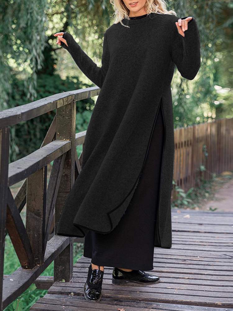 Silvia® | Long Split Midi Dress In Loose Fit
