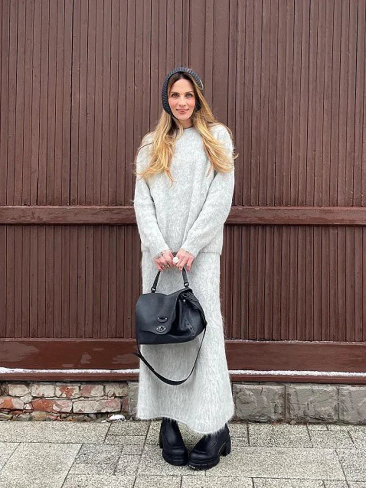 Amanda | Women's mohair set with skirt and sweater