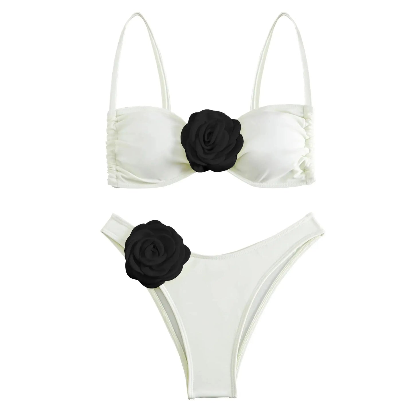 3D Floral Halter Bikini Set