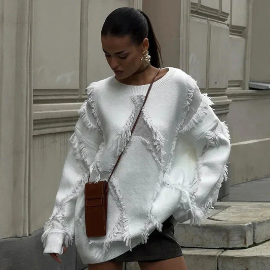 Leire | Oversized tassel sweater for women