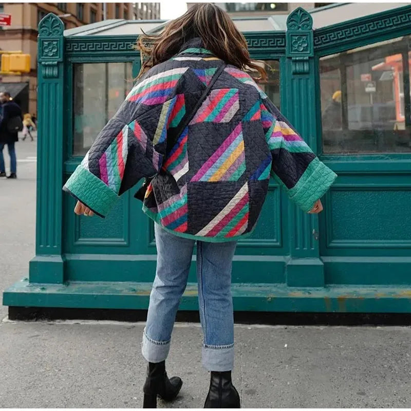 Mónica® | Quilted Kimono Vest With Rainbow Stripes