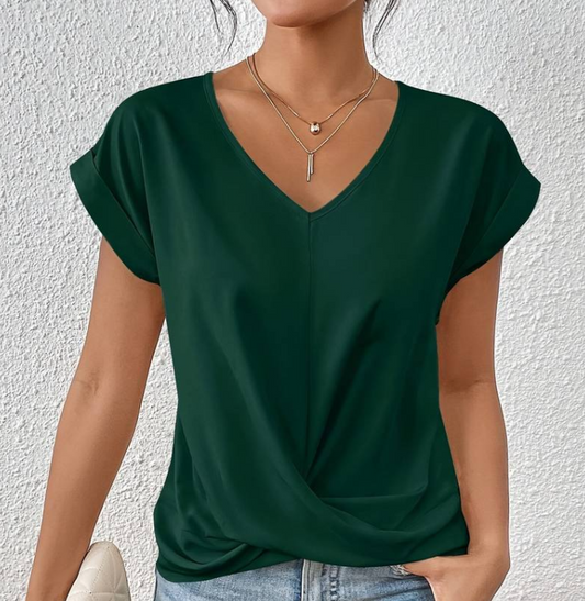 Buchek® | Women'S V-Neck Blouse With Short Sleeves