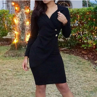 Ángela® | Elegant Cocktail Dress With Buttons