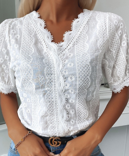 Miriam® | Casual, Short-Sleeved Lace Shirt For Everyday Wear