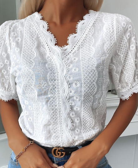 Miriam® | Casual, Short-Sleeved Lace Shirt For Everyday Wear