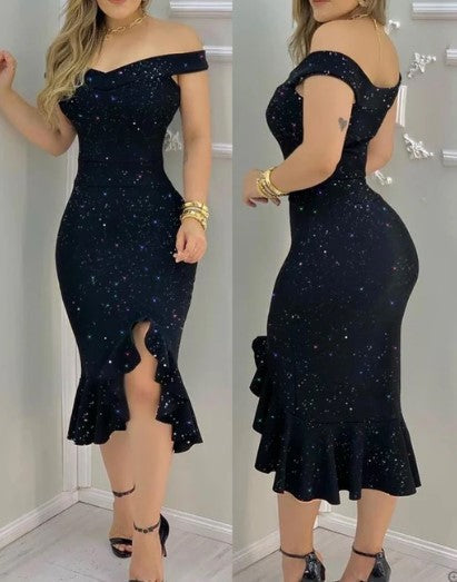 Elisabeth® | Shiny Off-Shoulder Cocktail Dress