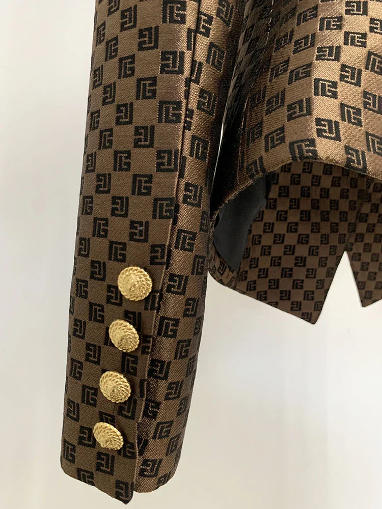 Irma | Double-breasted monogram jacquard blazer