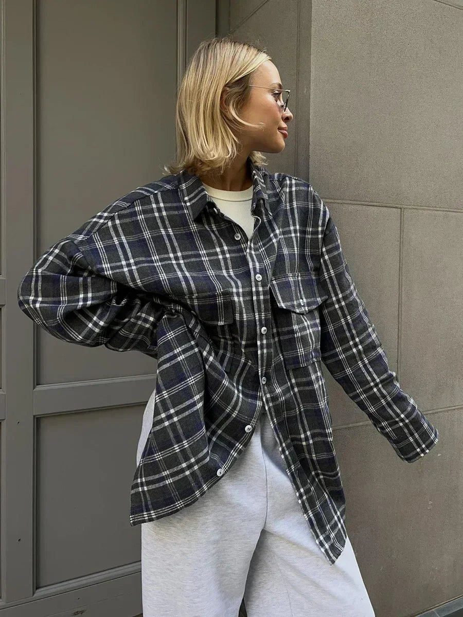 Inés | Vintage loose checked blouse