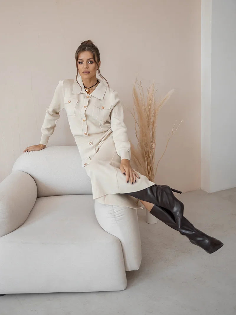 Aranza | Elegant knitted blazer skirt