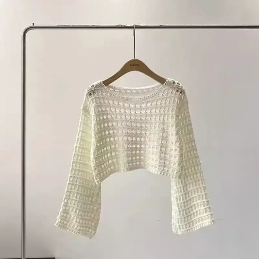 Adele | Rosamund long sleeve crochet top for women