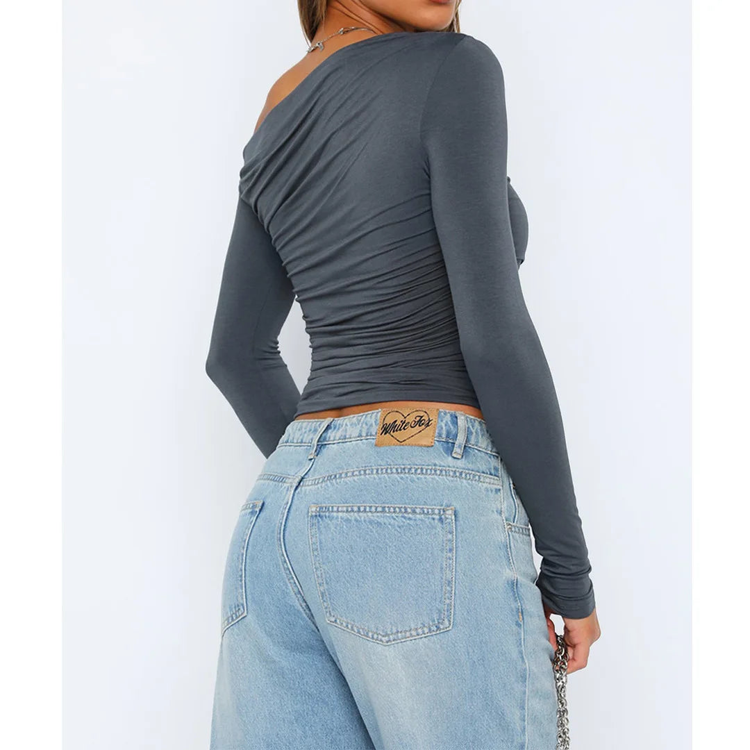 Laura® | Top asymétrique torsadé for women Manches longues