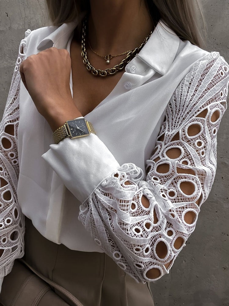 Mercedes® | Casual Blouse With Lace Sleeves