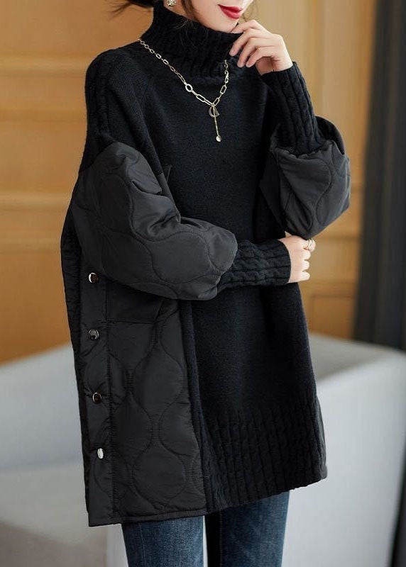 Claudia | Simple turtleneck patchwork knit sweater