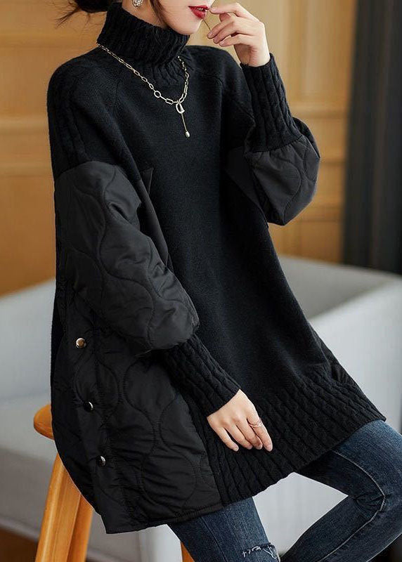 Claudia | Simple turtleneck patchwork knit sweater
