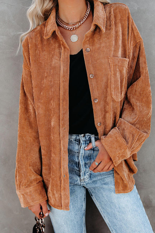 Emilia | Solid color oversized corduroy shirt
