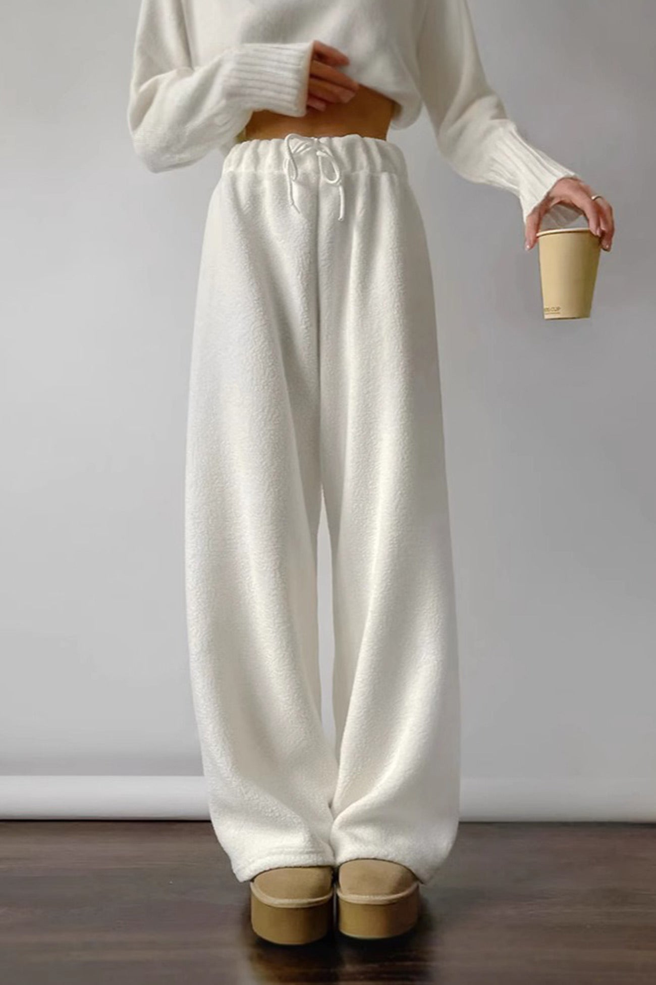 Clarisa | Plain fleece trousers with an elastic waistband