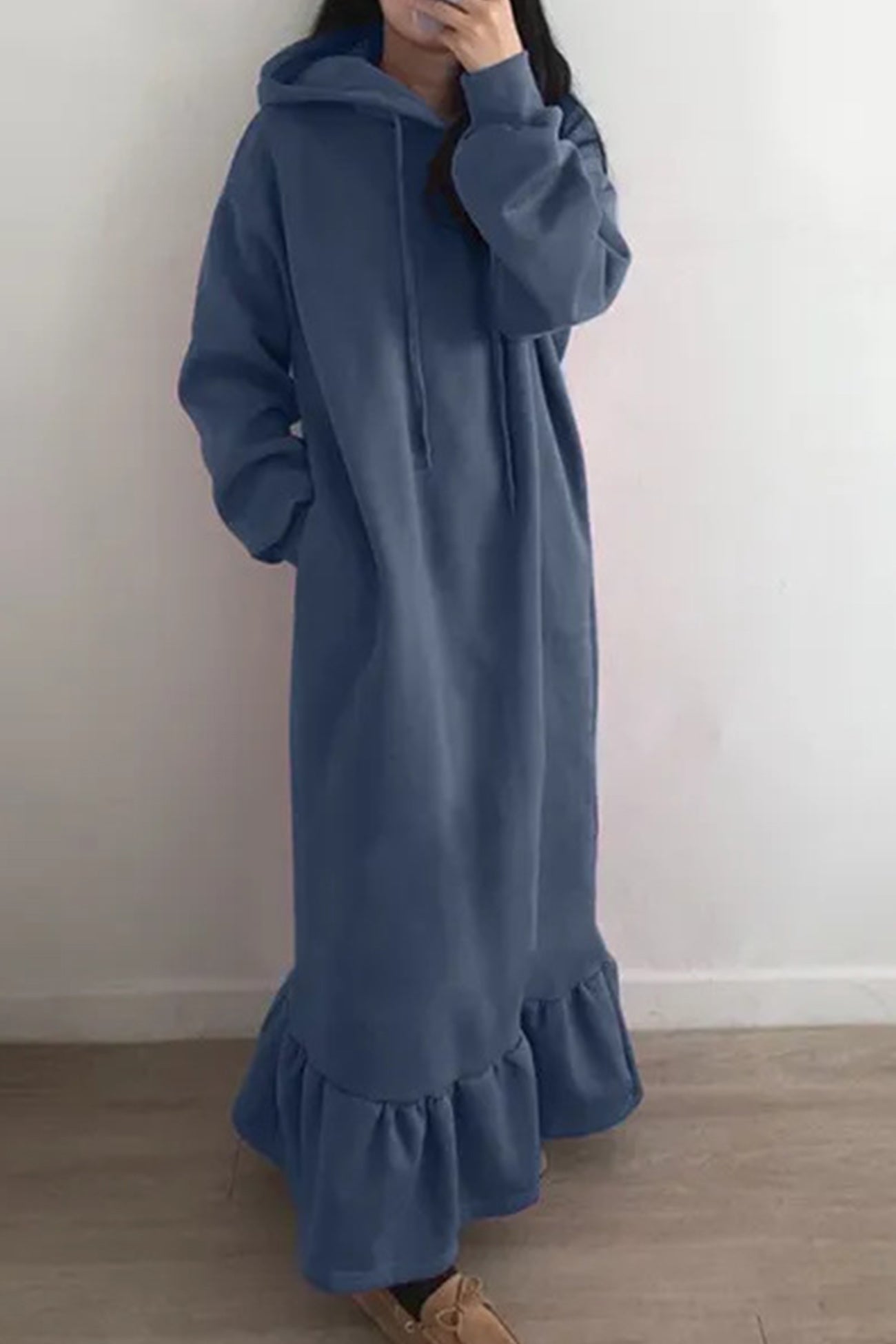 Bettina | Solid fishtail hoodie sweatshirt dress