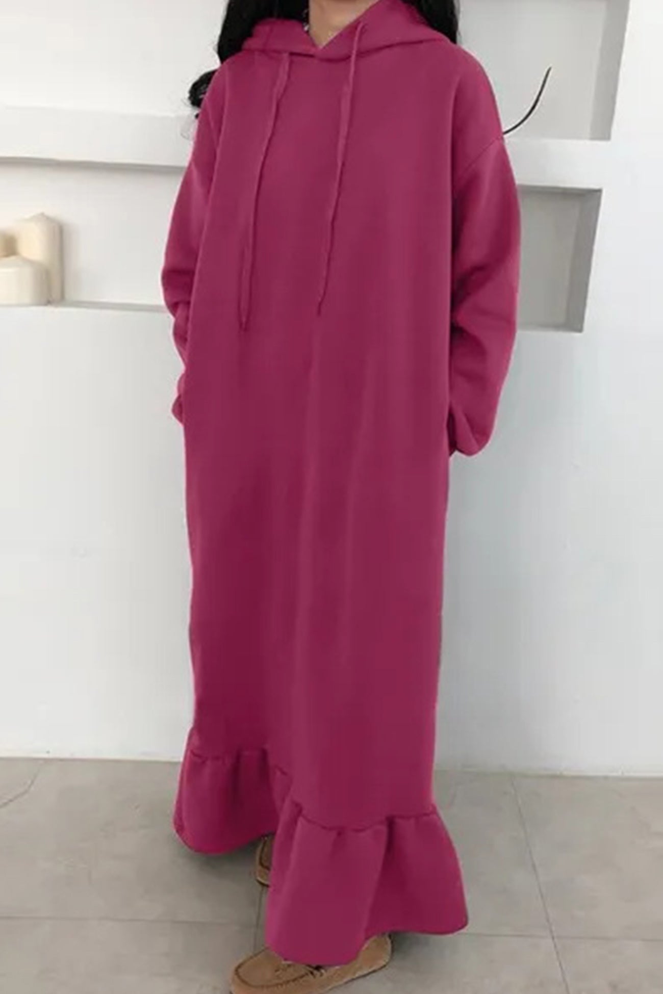 Bettina | Solid fishtail hoodie sweatshirt dress