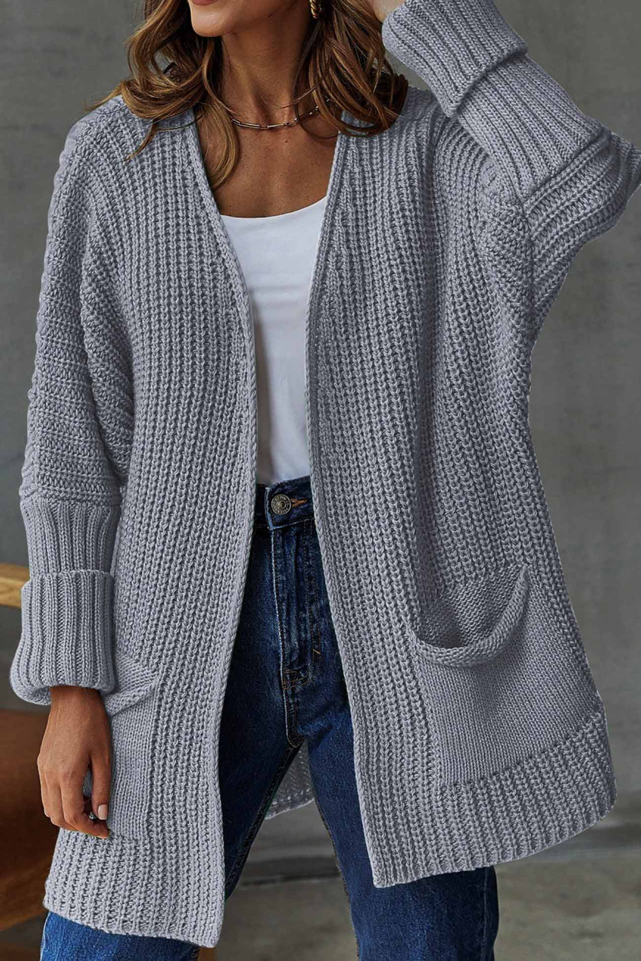 Manuela | Solid long cardigan with open front