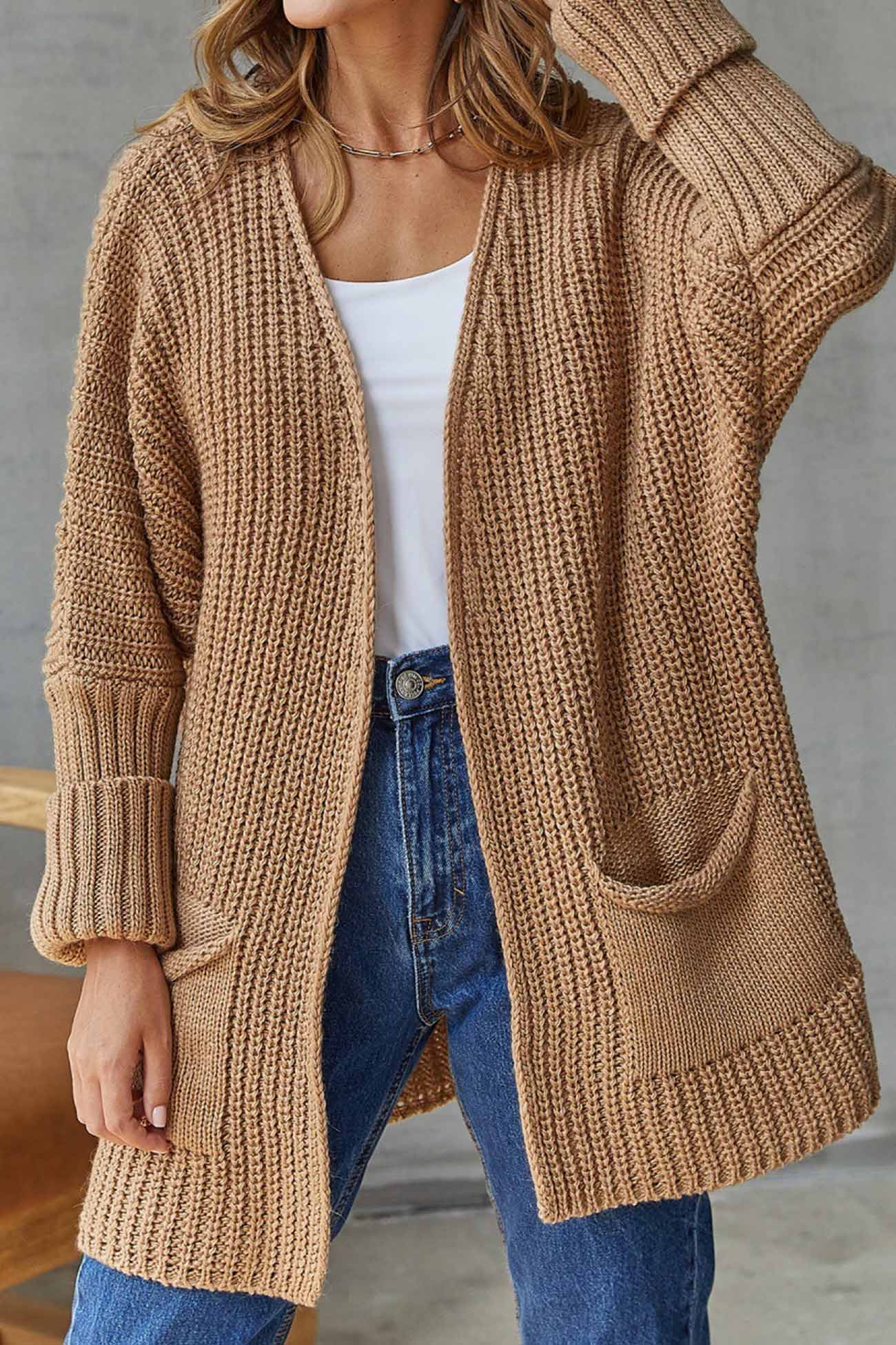 Manuela | Solid long cardigan with open front