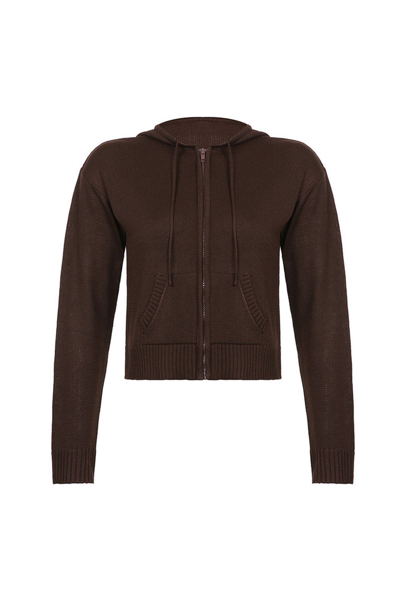 Alba | Solid color cardigan with hood and zip