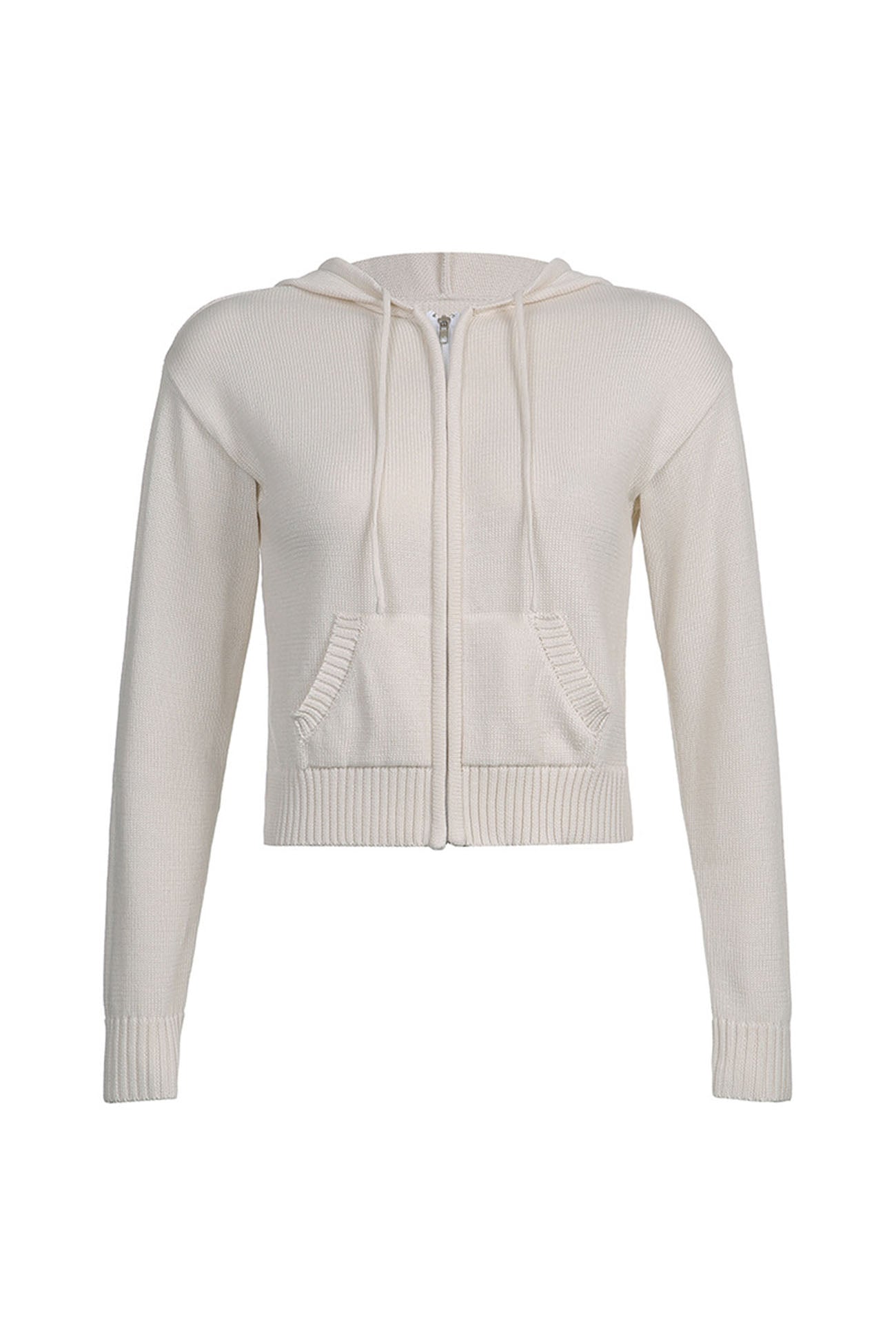 Alba | Solid color cardigan with hood and zip
