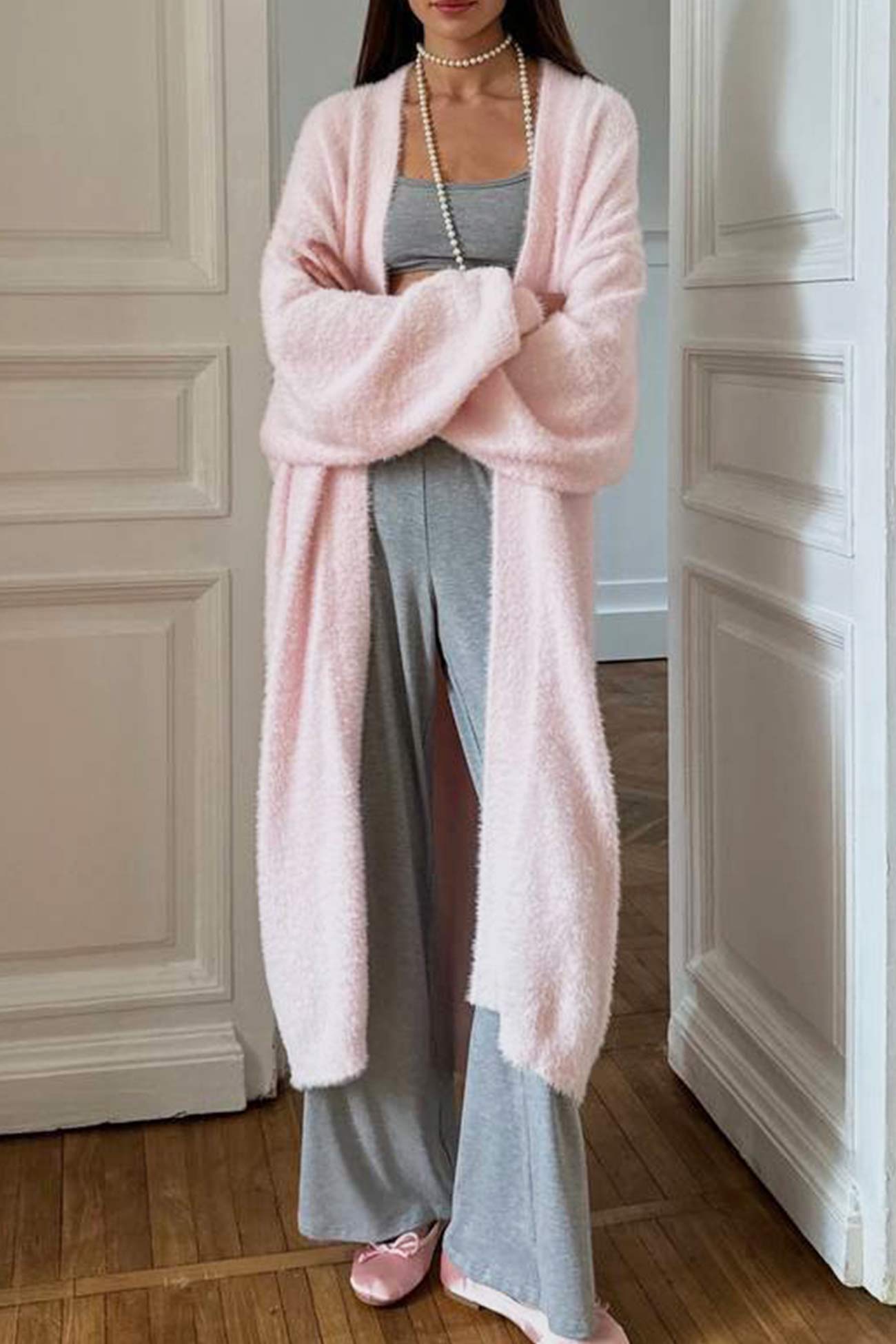 Estela | Plain, fluffy long cardigan