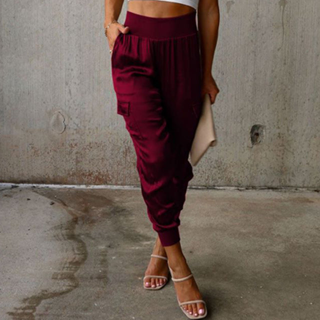 Belle® | Elegant Cargo Trousers With A Satin Shimmer