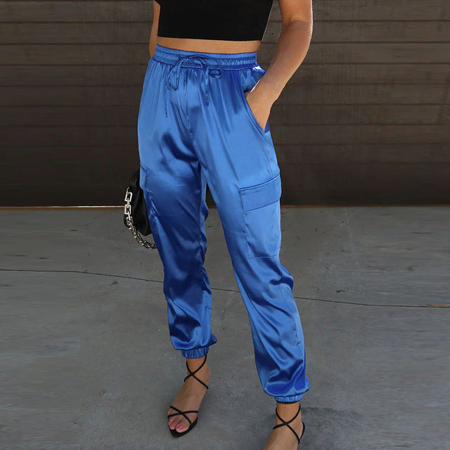 Belle® | Elegant Cargo Trousers With A Satin Shimmer