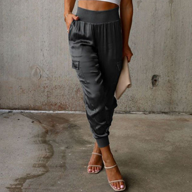 Belle® | Elegant Cargo Trousers With A Satin Shimmer