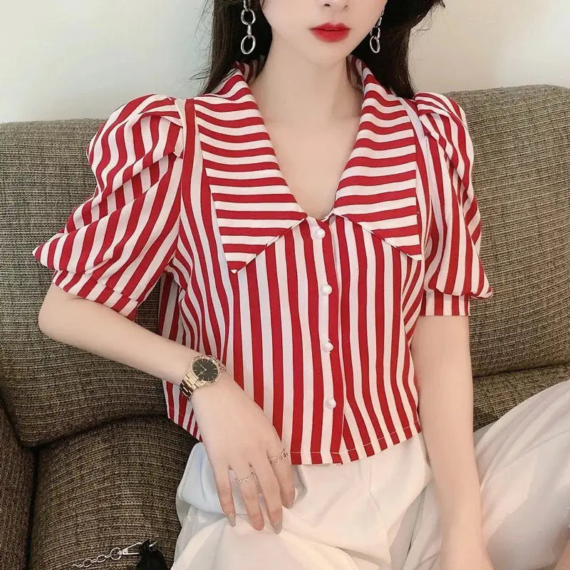 Julieta® | Blouse With Stripes And Puff Sleeves
