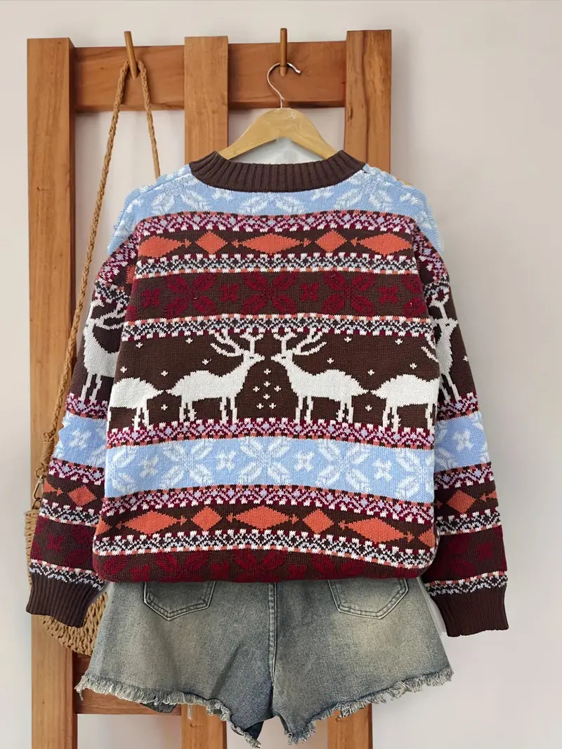 Viviana | Round neck sweater with Christmas print