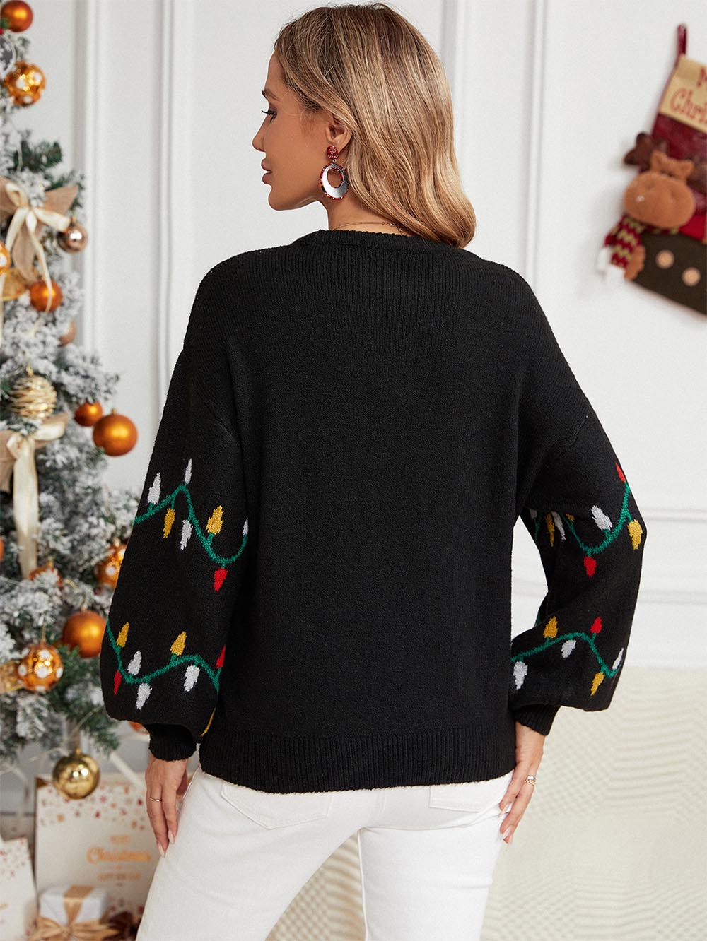 Celeste | Cute loose Christmas sweater with colorful prints