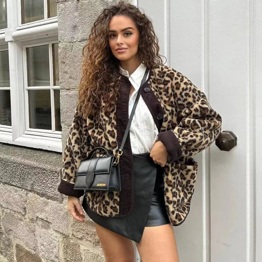 Helga® | Leopard plush fashion jacket