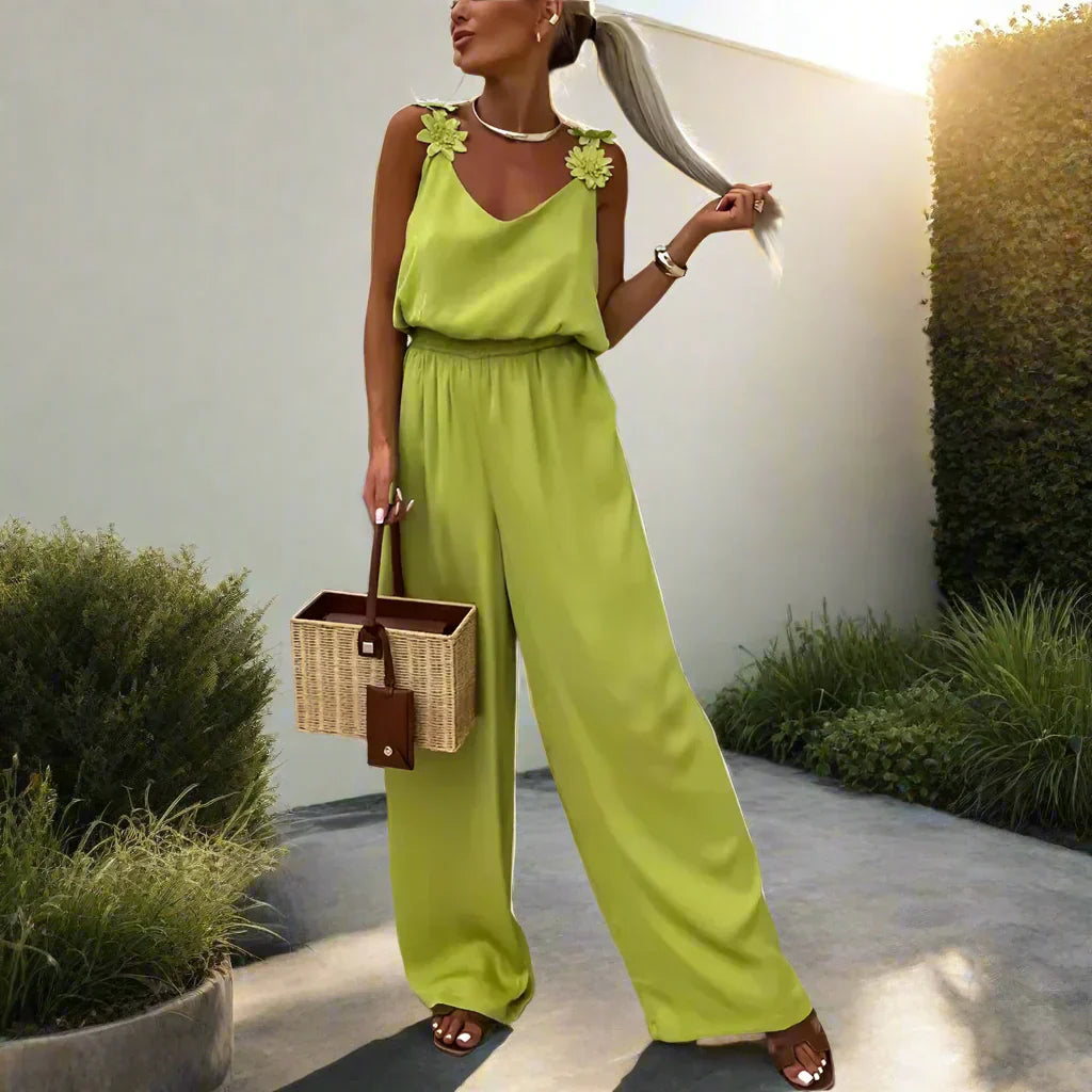 Olga® | Summer Vintage Sleeveless Wide Leg Women Jumpsuit
