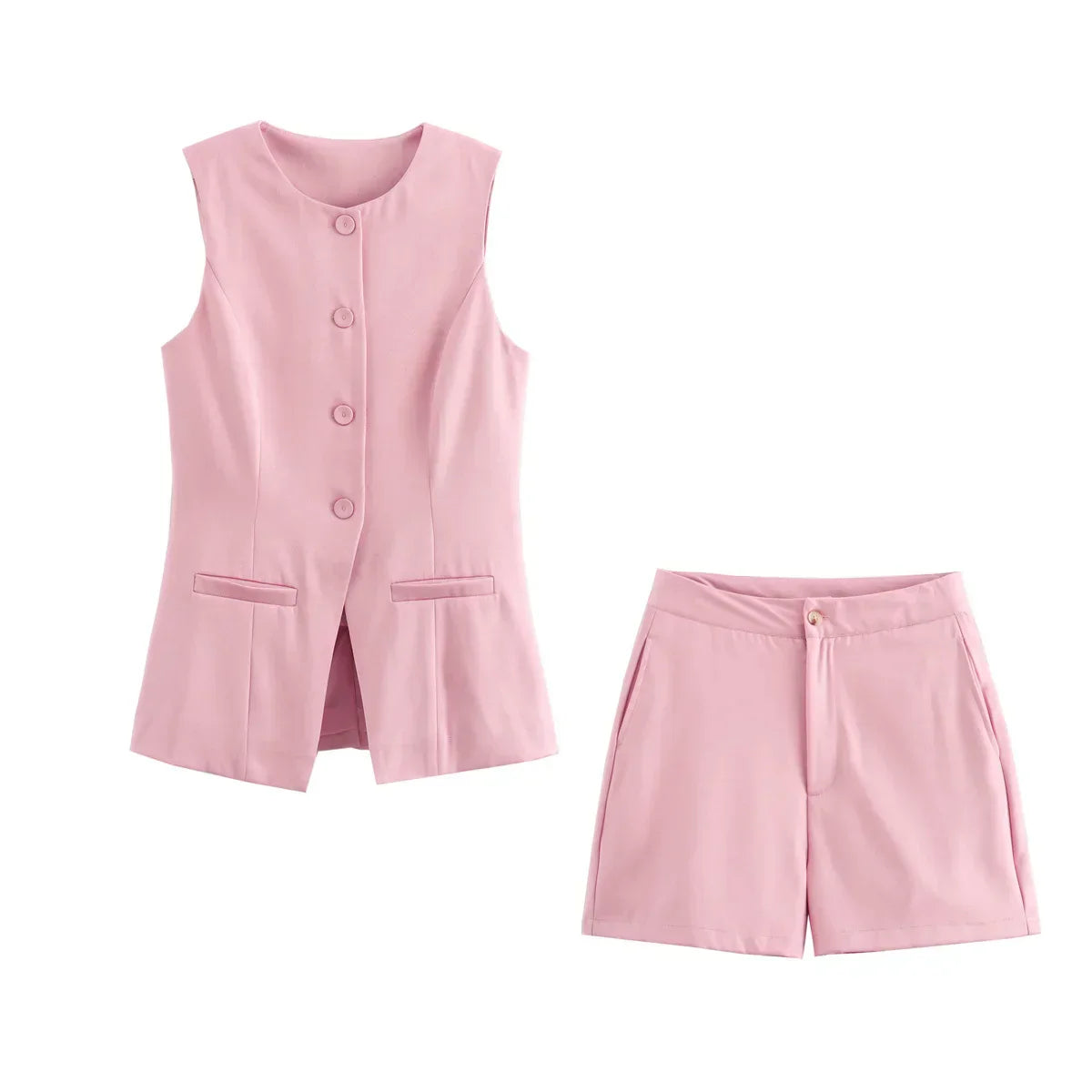 Patricia® | Elegant women's two-piece set vintage short sleeve button placket