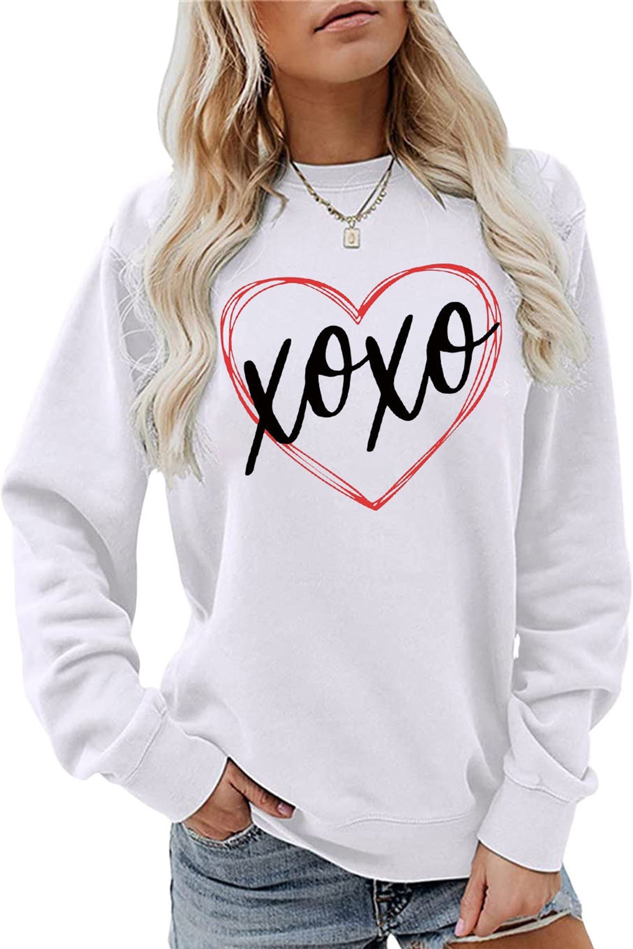 Claudia | Thin heart letter graphic sweatshirt