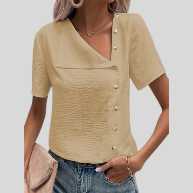 Nina® | Stylish Designer Blouse With Button Placket And Button Closure