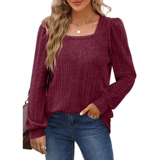 Madelief | Long-sleeved women's sweater with a square neckline