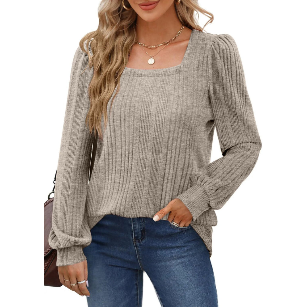 Madelief | Long-sleeved women's sweater with a square neckline